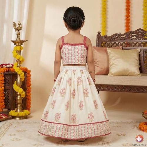 Q-one Store Girls Rayon Lehenga Choli Set with Inner Cape | Floral Printed Kids Ethnic Wear | Traditional Indian Outfit for Girls (2–10 Years) (2-3 Years)