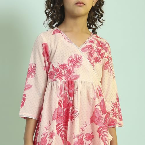 Biba Girl's Cotton Kurta Set (KWPLMP6436SS25CRM_Cream