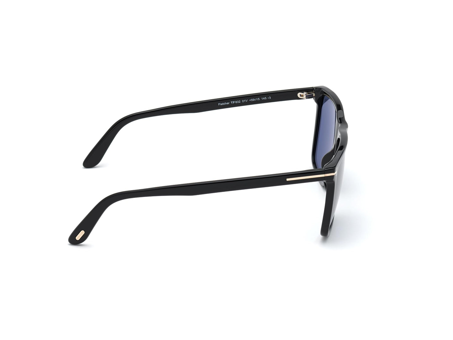 Tom Ford Shiny Black Frame and Blue Lens Sunglasses for Men - Size: 57/15/145 - Mode: FLETCHER FT0832