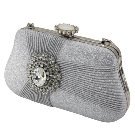 Mastyle® Pleated Handbag With Rhinestone Pattern And Beaded Finish For Women