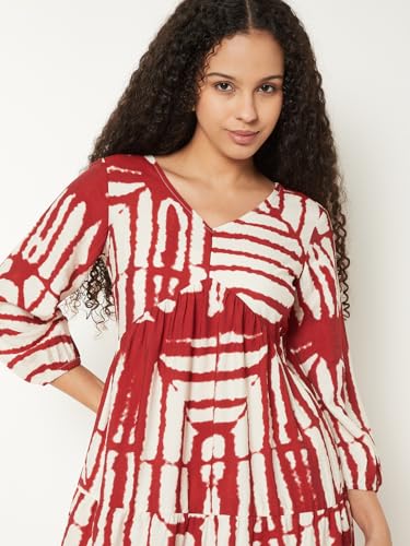 Max Kalki x Max Women Printed A-line Dress (Red_M)