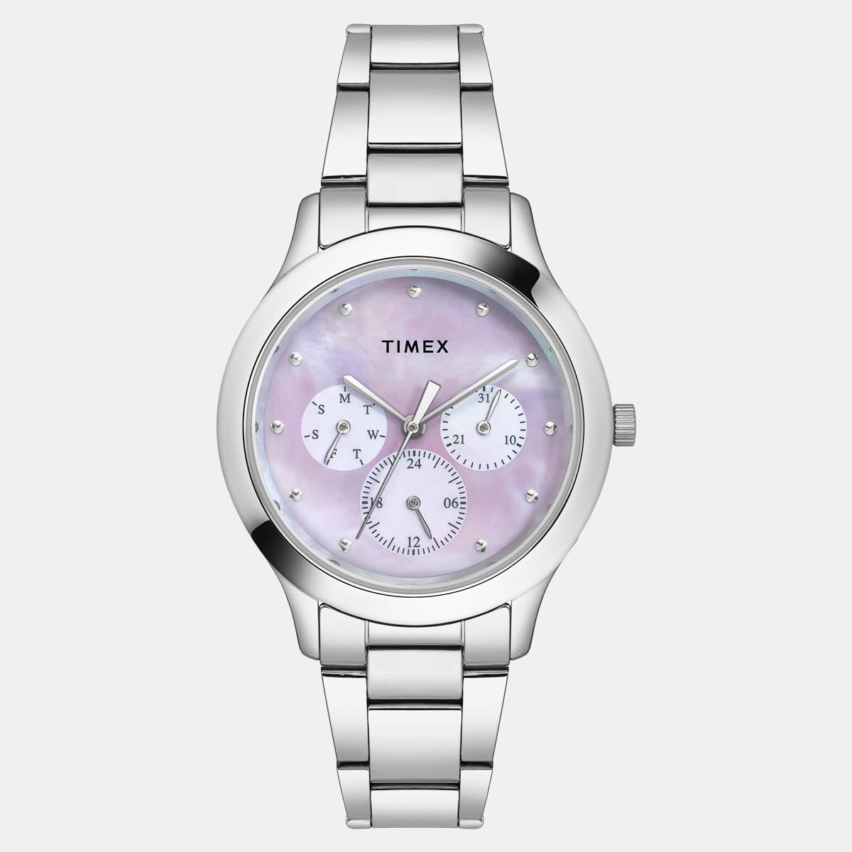 Timex Women's Mother of Pearl Round Chronograph Stainless Steel Watch TW000Q816-EX