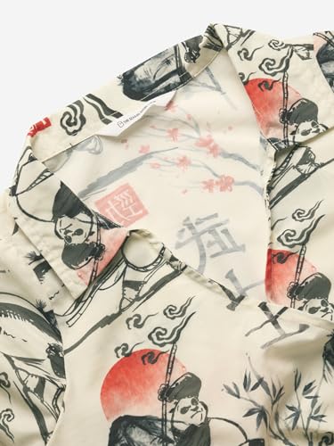 The Souled Store Kung Fu Panda: Ink Art Women and Girls Long Sleeve Collared Neck Yellow All Over Printed Polyester Cropped Tops