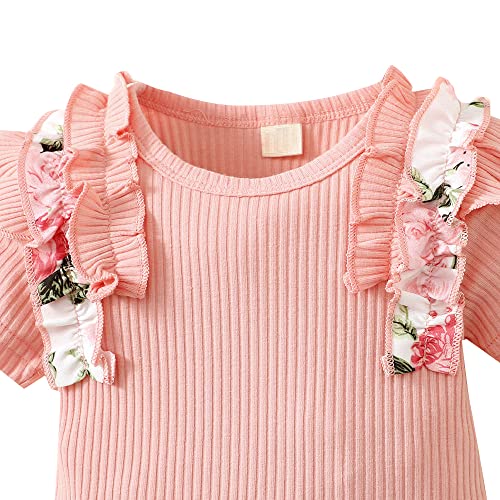 Hopscotch Baby Girls Cotton Solid And Polyester Short Set In Pink Color For Ages (6-9 Months)