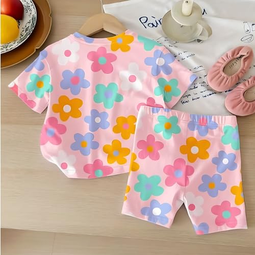 4YOU Dresses Beautiful Cotton Blend Fabric with Beautiful Print Tshirt and Half Pant For Girls