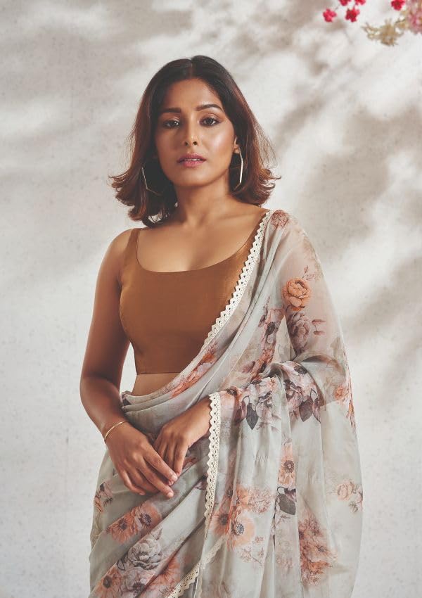 Salwar Studio Copper Taffeta Sleeveless Readymade Blouse- Pack of 1.