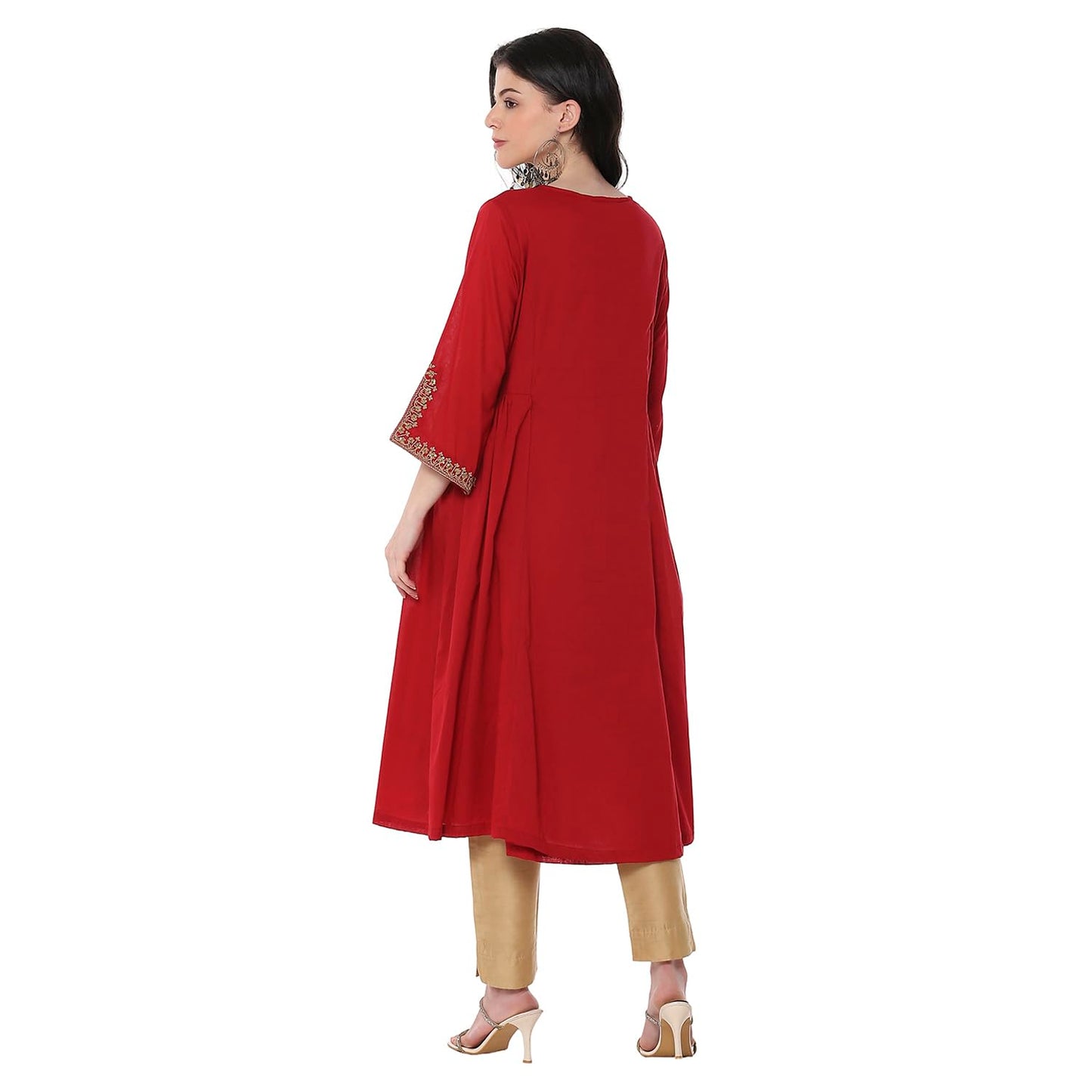 Biba Women's Red A-Line Kurta