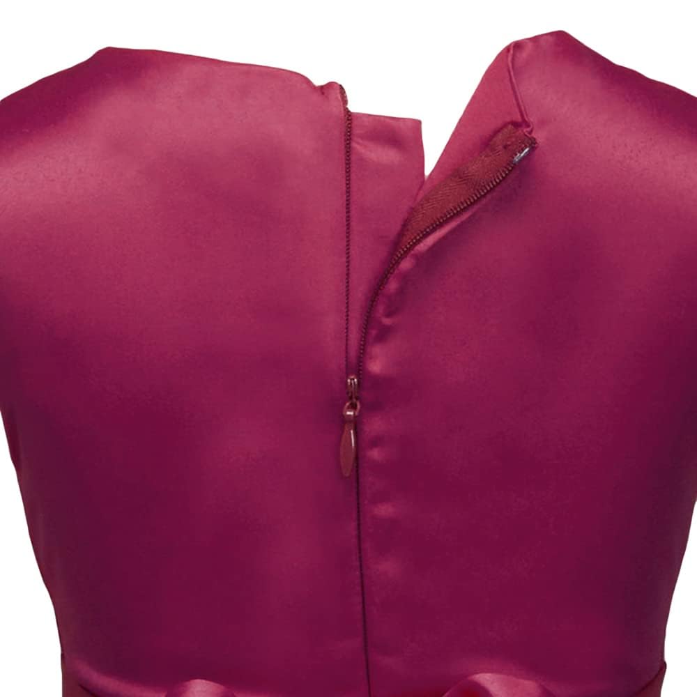 Hopscotch Girls Knee Length Party Fit And Flare Dresses in Burgundy Color for Ages (3-4 Years)