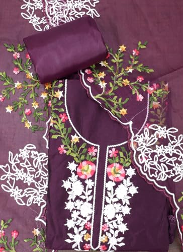 Wine Embroidered Unstitched Dress Material_DM-NEMI-00028