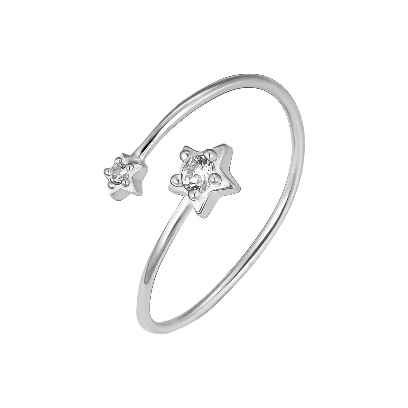 GIVA 925 Silver Dual Star Ring, Adjustable | Valentine Gift for Girlfriend Wife Women & Girls | With Certificate of Authenticity and 925 Stamp | 6 Month Warranty*