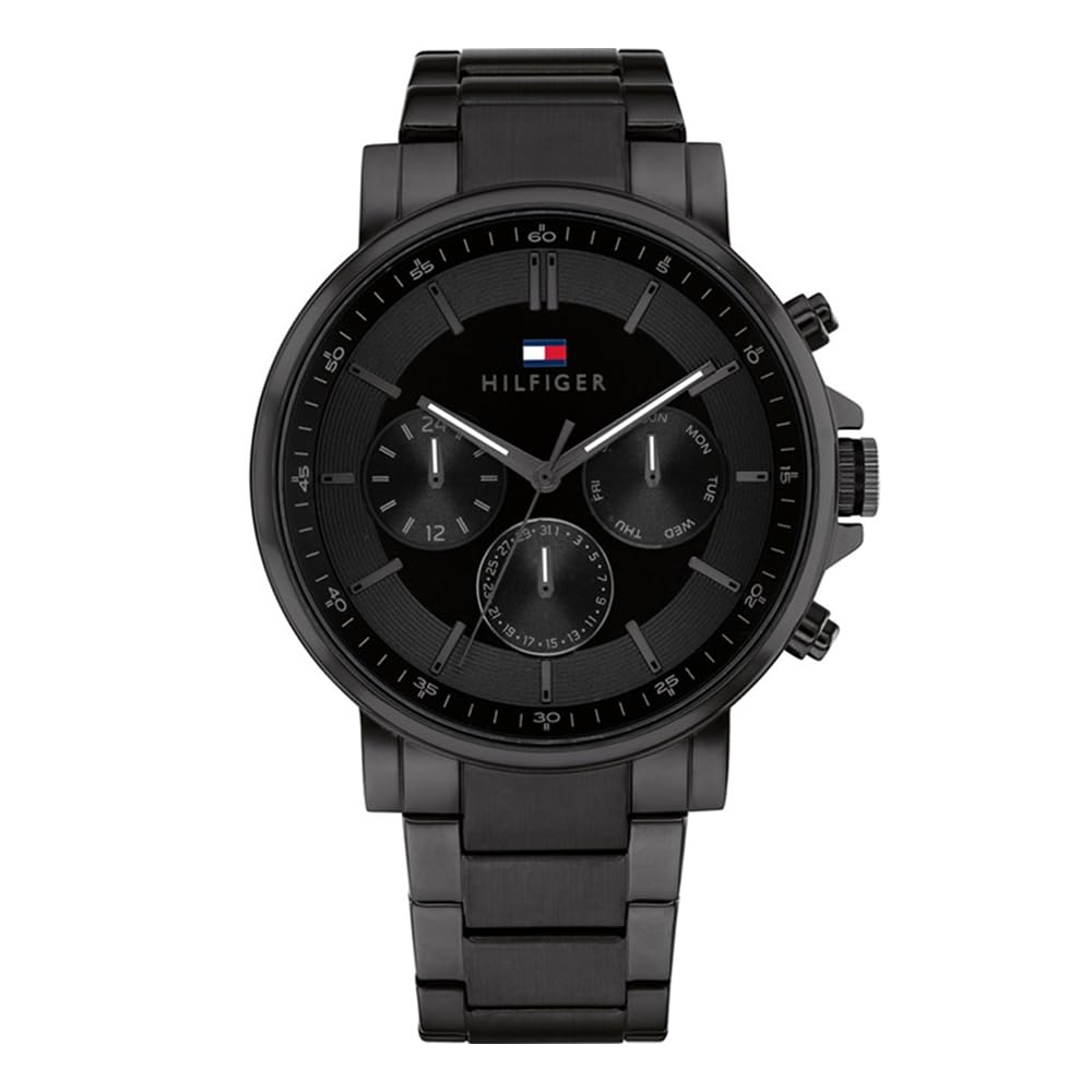 Tommy Hilfiger Quartz Multifunction Black Stainless Steel Strap for Men-TH1710590