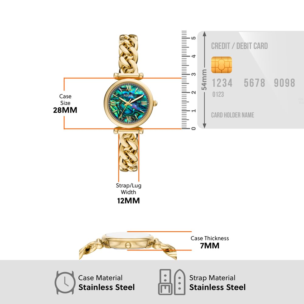 Fossil Analog Women Off-White Gold Carlie Quartz Stainless Steel Watch ES5416