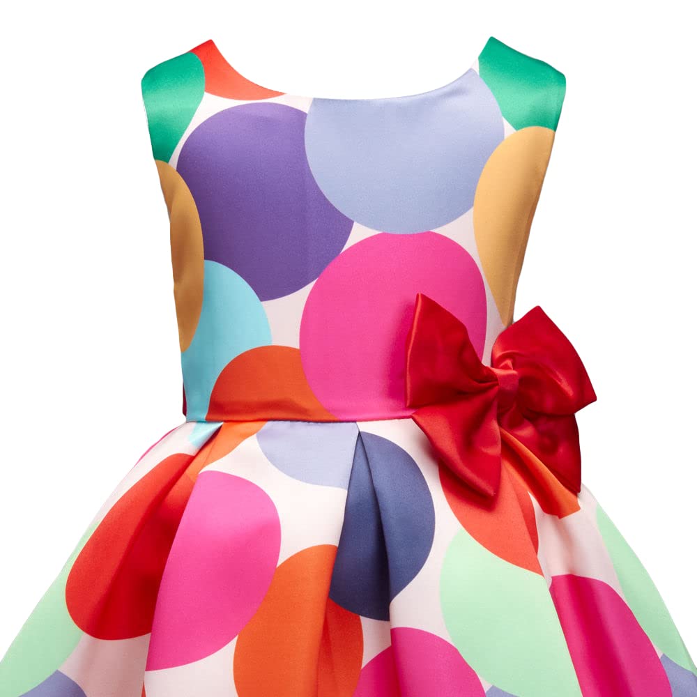 Hopscotch Girls Knee Length Party Dresses in Multi Color For Ages (6-7 Years)