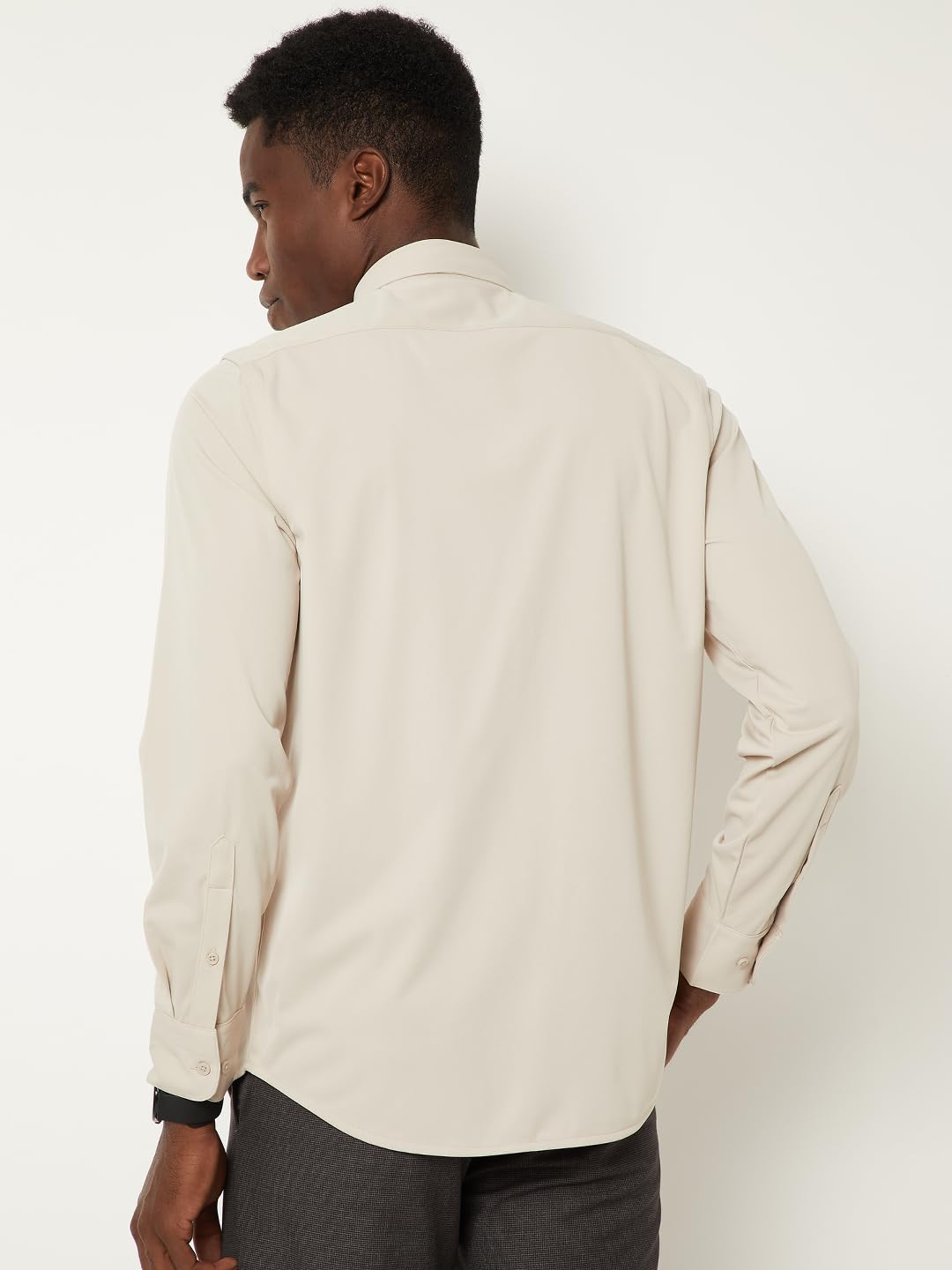 Max Men Solid Slim Fit Formal Shirt (Beige_40)
