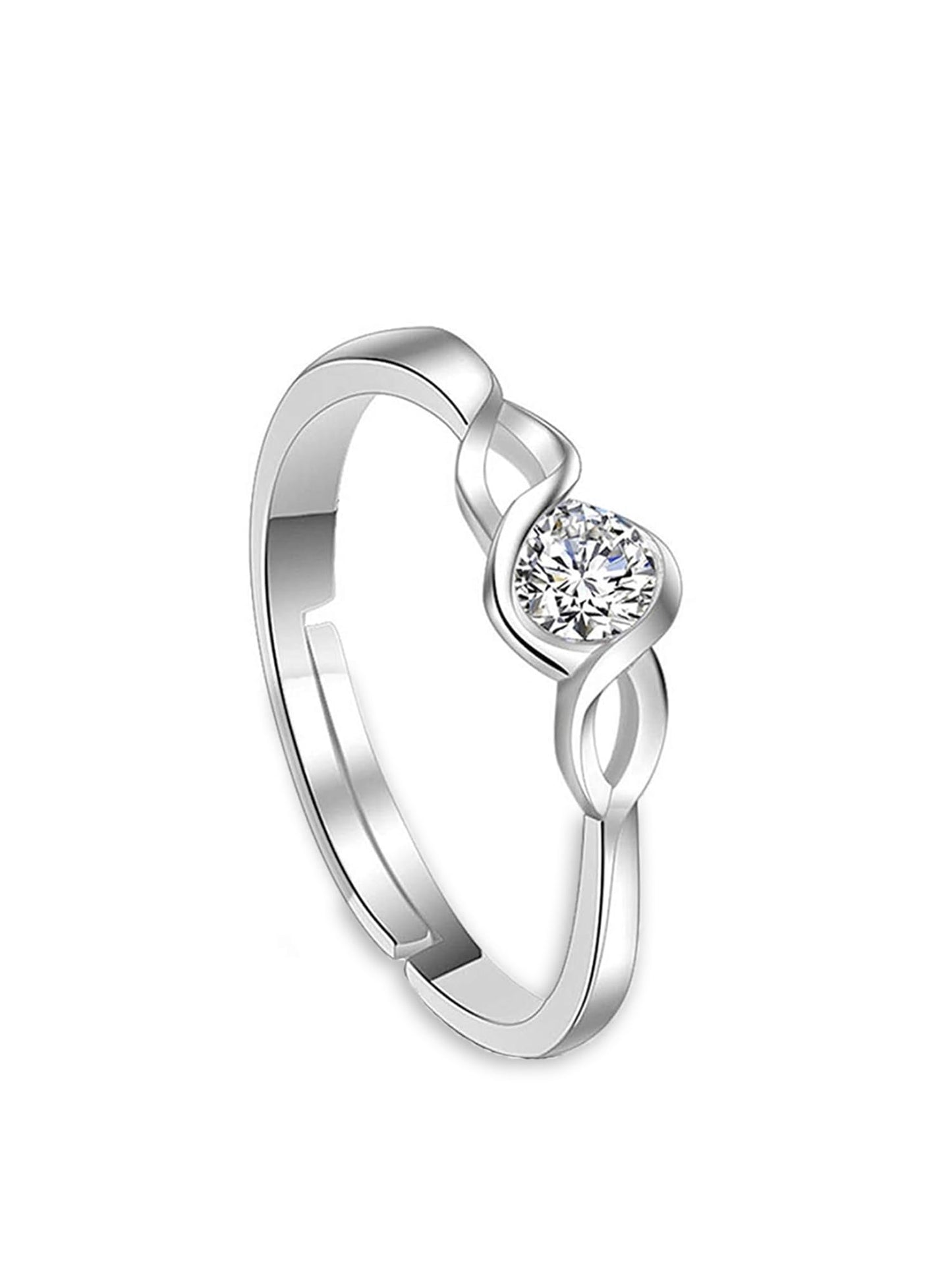 Yellow Chimes Valentine Gift for Girls Elegant Crsytal Adjustable Silver Ring for Women | Birthday Anniversary Gift For Girlfriend Wife