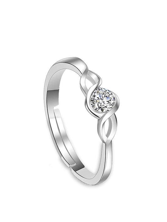 Yellow Chimes Valentine Gift for Girls Elegant Crsytal Adjustable Silver Ring for Women | Birthday Anniversary Gift For Girlfriend Wife