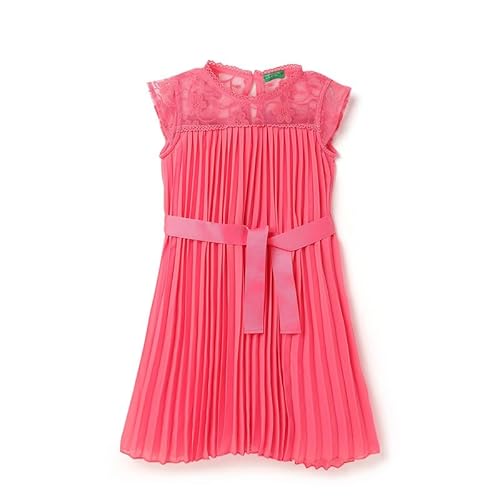 United Colors of Benetton Regular Fit Round Neck Lace Perma Pleat Dress