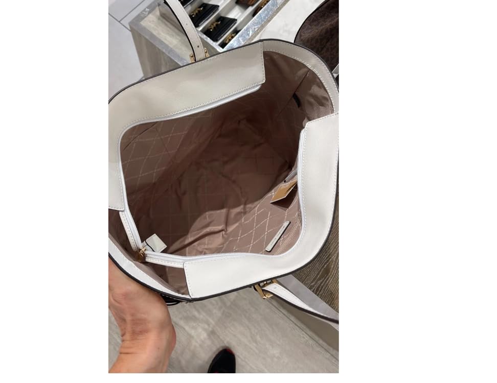 MICHAEL Michael Kors Womens Gilly Large Jet Set Drawstring Top Zip Travel Tote (Optic White), Optic White