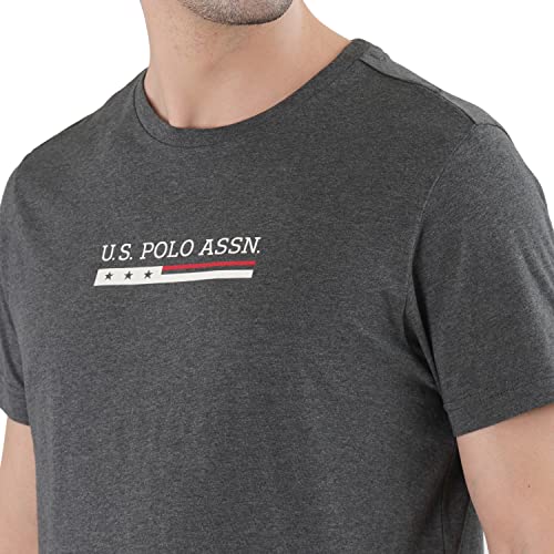 U.S. POLO ASSN. Men Crew Neck Brand Print LE001 Lounge T-Shirt - Pack of 1 (Anthra Mel L)