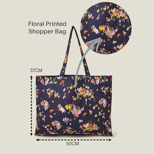 Accessorize London Women's Blue Floral Printed Shopper Bag