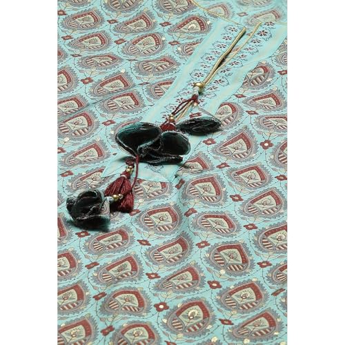 Rangriti Women Polyester Blend Printed Suit Set (RSKASRTD18002SS23LBLU_Blue