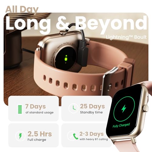 Boult Drift+ Smart Watch 1.85''HD Screen, Bluetooth Calling, IP68, 500 Nits Brightness,150+ Watchfaces, AI Voice Assistant, SpO2 Monitoring, 100+ Sports Mode Smartwatch (Peach Fuzz)