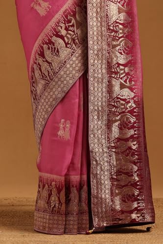 Soch Womens Lavender Dola Silk Ethnic Motifs Zari Woven Saree