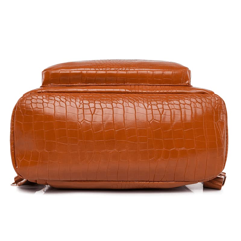 ProArch Medium 25L Backpack Purse for Women Convertible Travel Vintage PU Leather Shoulder Backpack (Big Croco) (Big Brown Croco6)