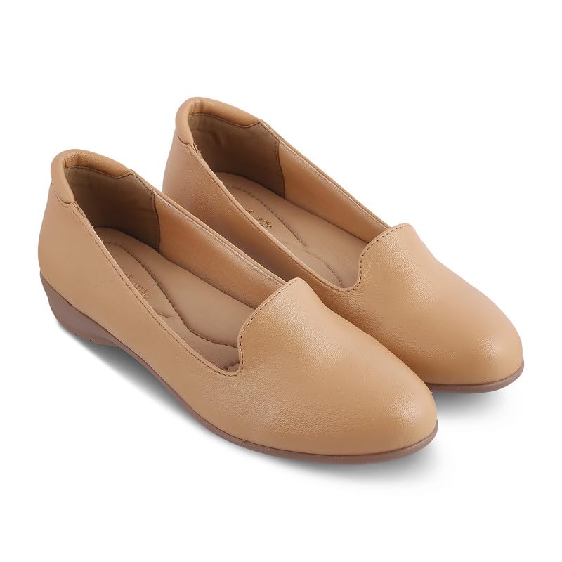 tresmode Asamsy Beige Women's Tassel Mules - Chic, Comfortable & Vegan-Friendly Flats in Size 7 UK / 40 EU