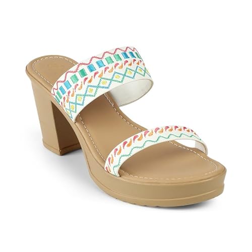 tresmode ATHENA White Women's Dress Block Heel Sandals in Size 4 UK / 37 EU