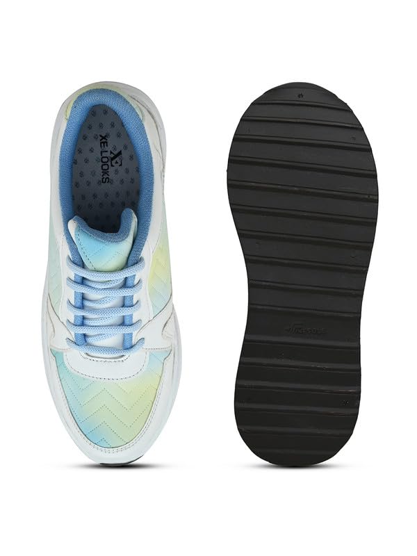 XE Looks Women Printed Lace-Up Sneakers | Comfortable Lightweight Soft Sole Casual Shoes for Girls | Fashionable, and Stylish Design Footwear | Ideal for Walking, Running and Daily Use