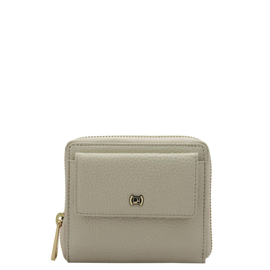 Da Milano Small Leather Wallet for Women – Butter – Genuine Leather Zipper Wallet with Card Slots, Compartments & Pockets