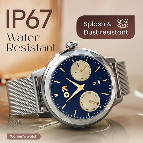 GOBOULT Newly Launched Alora Smart Watch 1.19'' AMOLED Display, BT Calling, Rotating Bezel, 150+Watchfaces, 800 Nits Brightness, AI Voice Assistant, SpO2 Monitoring, 120+ Sports Mode (Silver)