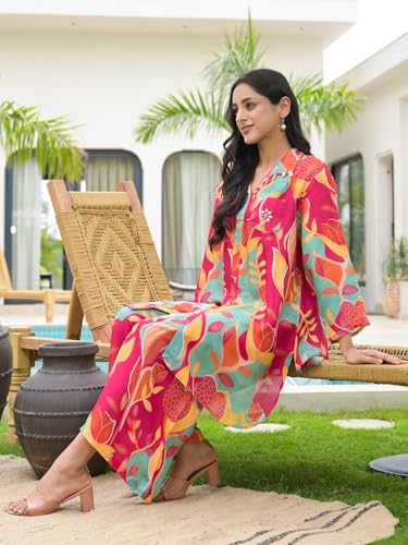 Divena Red Digital Printed Muslin Co-ord set