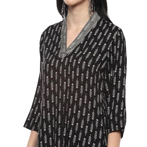 BIBA Women Rayon Regular Printed Short_Kurta Mix and Match(TOP & TUNICS20206_Black_34)