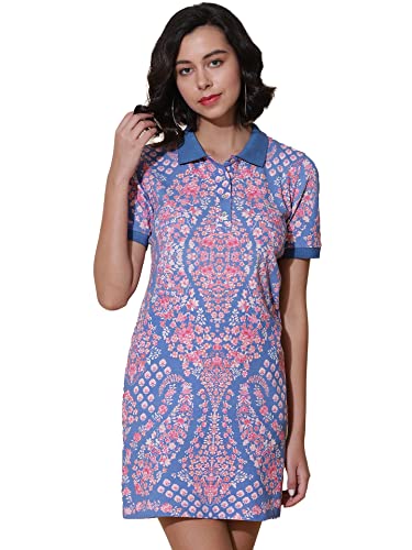 Label RITU KUMAR Blue Printed T-Shirt Dress