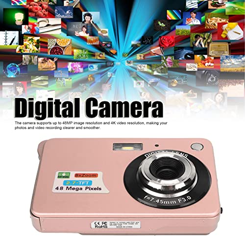 Ubervia Point & Shoot Digital Cameras - Compact Camera Portable 4K Anti Shake Digital Camera for Photography Pink