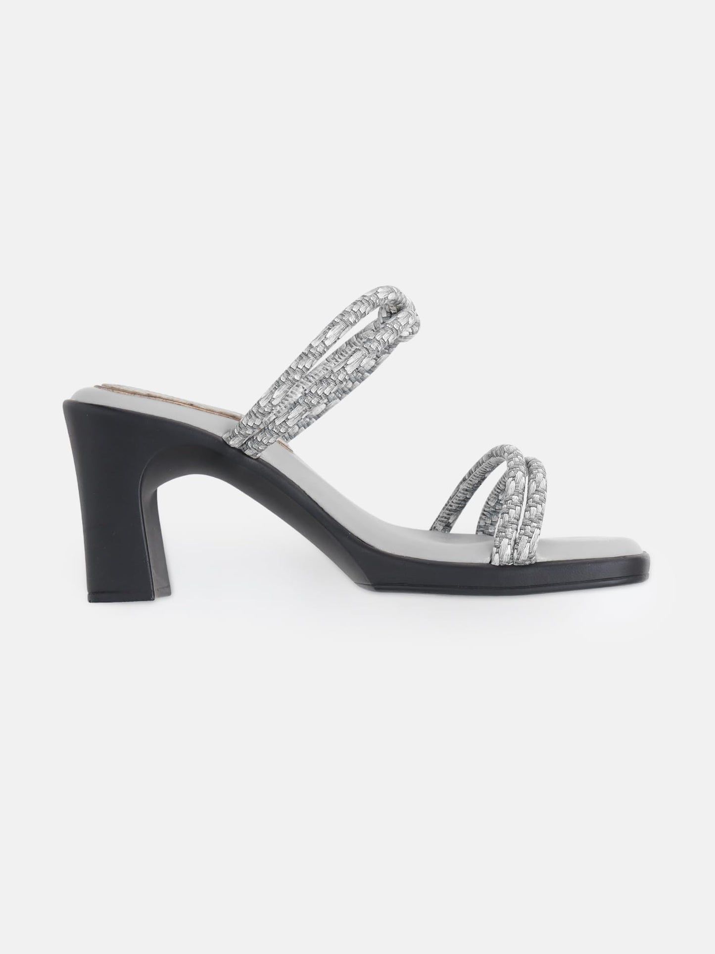 KENNETH COLE Women's Block Heel Sandal | Synthetic | Textured Rope Straps, Square Toe | Grey, EU36