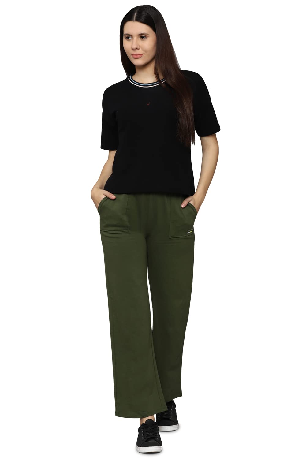 Allen Solly Women's Regular Casual Pants (Green) - SaumyasStore