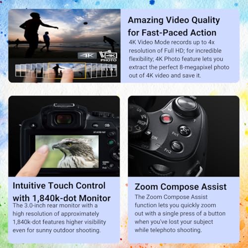 Panasonic LUMIX FZ80D 20 to 1200mm Zoom Lens Point and Shoot Compact Camera (Black) Bundle with 64GB Extreme Pro SDXC UHS-I Memory Card (2 Items)