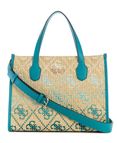 GUESS Teal Logo Self-Design Silvana Tote Bag