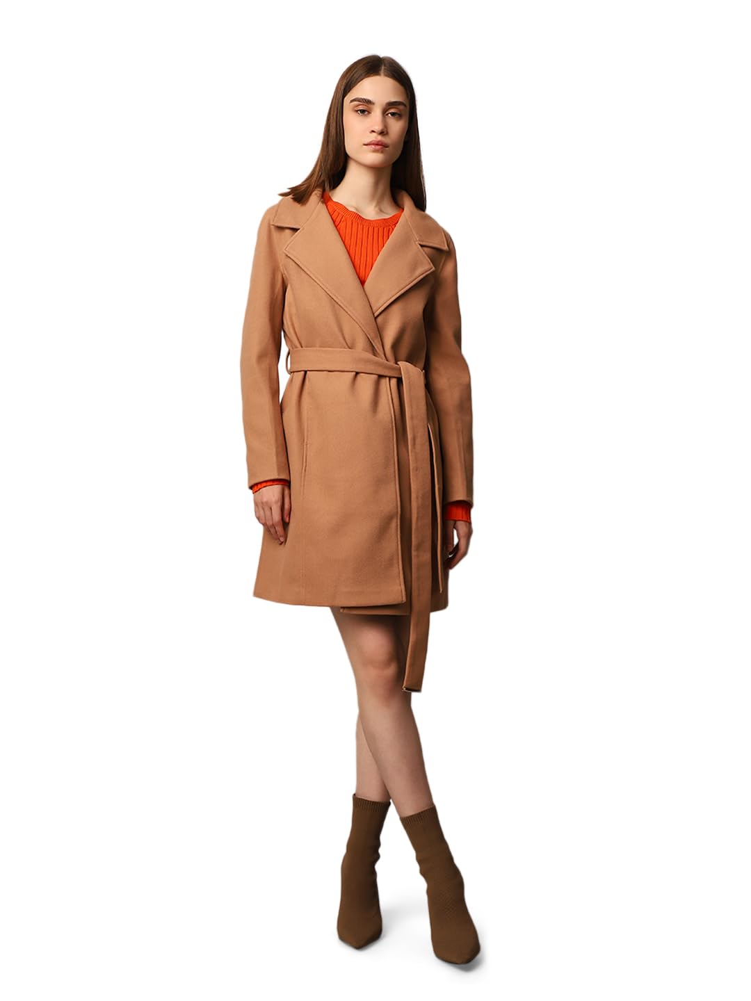 ONLY Women's Loose Fit Brown Coat