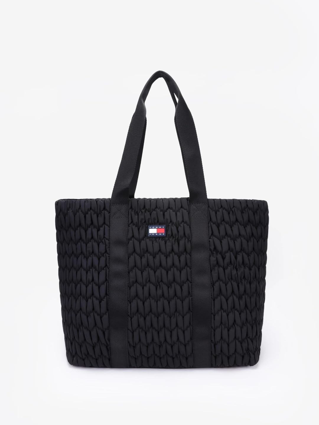 Tommy Hilfiger Quilted Black Polyester Tote Bag