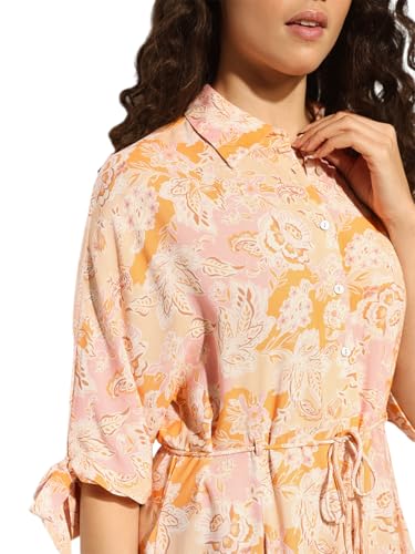 ONLY Women Fit and Flare Orange Dress