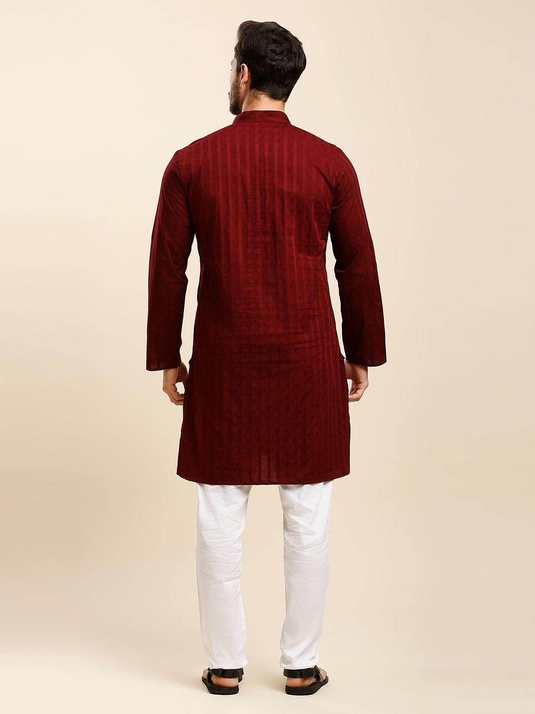 Rajubhai Hargovindas Men Maroon Striped Kurta (DBSQR-40)