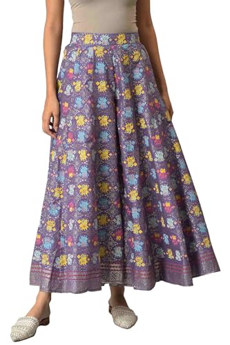 W for Woman Cotton Purple Printed Flared Culottes Divided Skirt