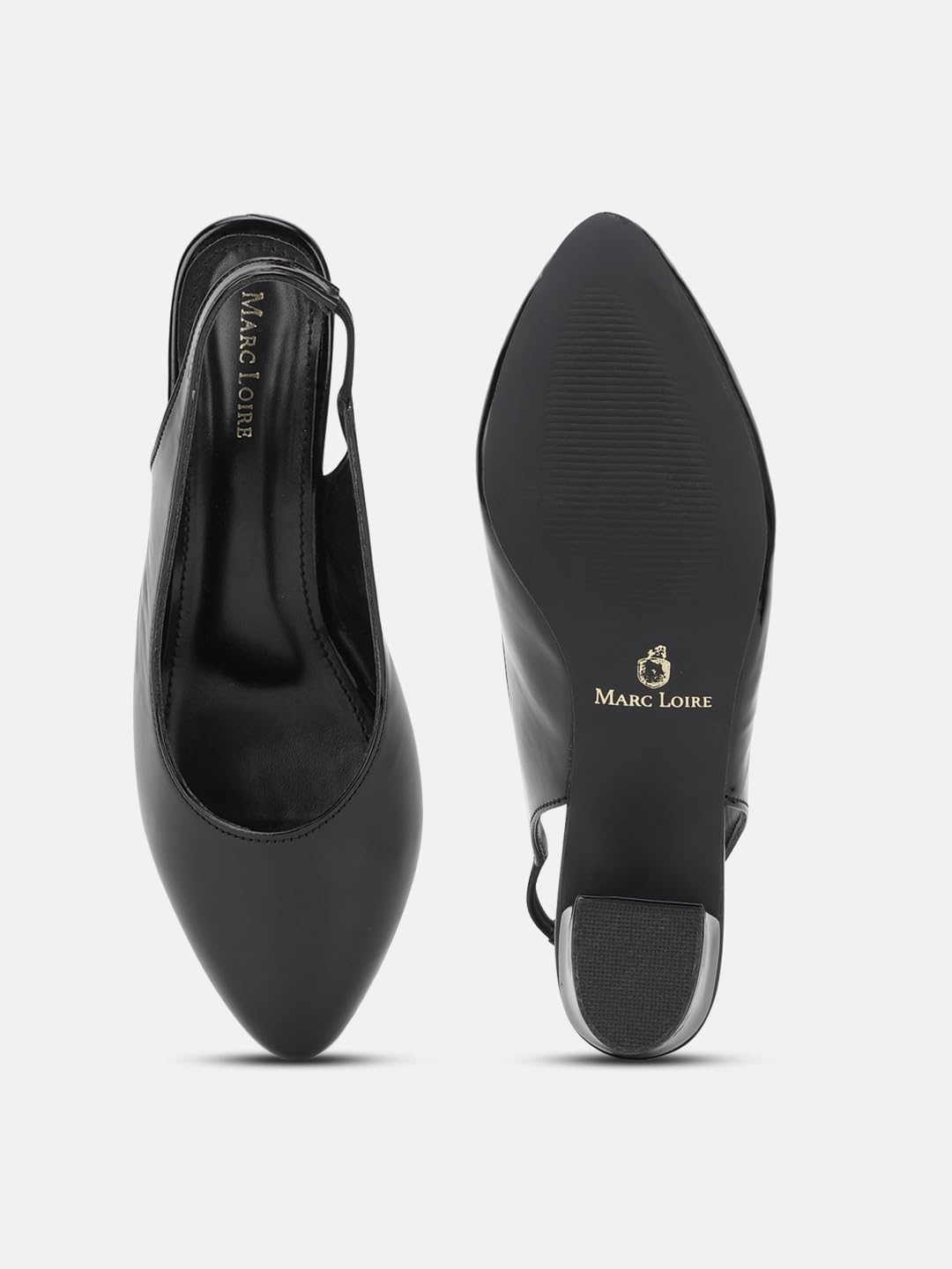 Marc Loire Pointed Toe Block Heel Fashion Sandal for Women (Black, 6)