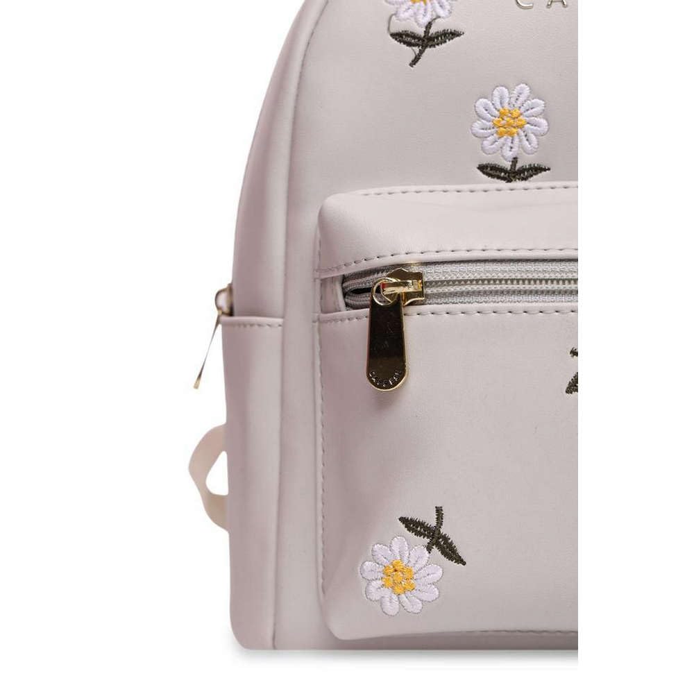 Caprese Zipper Kyle Faux Leather Women's Casual Wear Backpack (Grey, Small)