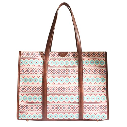 TEAL BY CHUMBAK Women's Office Tote Bag, Printed Canvas Shoulder Bag for College, Work and Travel, Stylish and Durable with Laptop Compartment