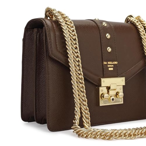 Da Milano Leather Shoulder Bag for Women - Brown (00349D-OL)